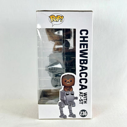Funko Pop! Chewbacca with AT-ST collectible figure in its original white window box packaging.