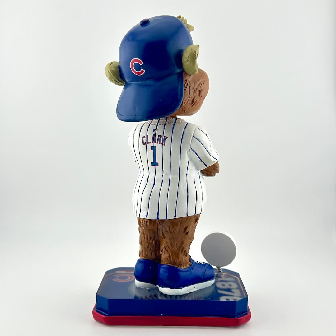 Bobblehead figure of a baseball player in a Chicago Cubs uniform on a white background