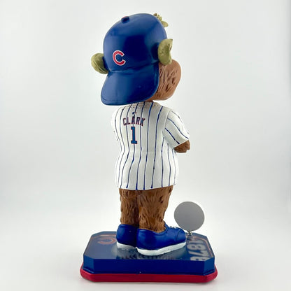 Bobblehead figure of a baseball player in a Chicago Cubs uniform on a white background