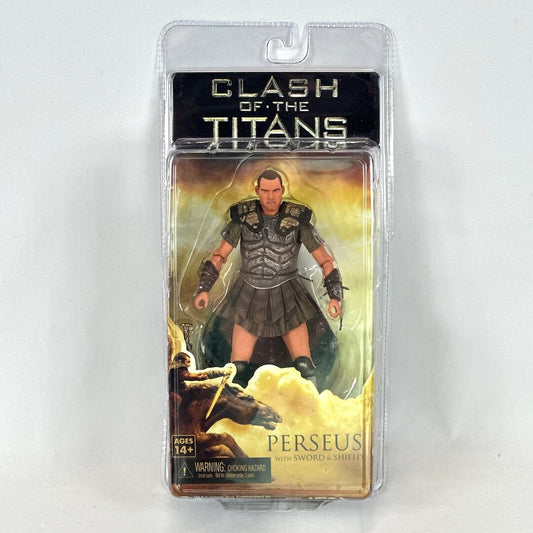 Toy figure of Perseus from 'Clash of the Titans' in packaging on a white background