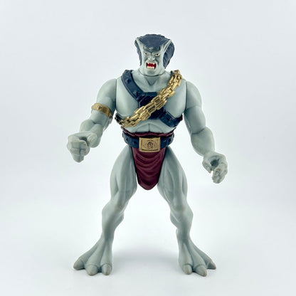 Gray humanoid gargoyle with loincloth on white background. 