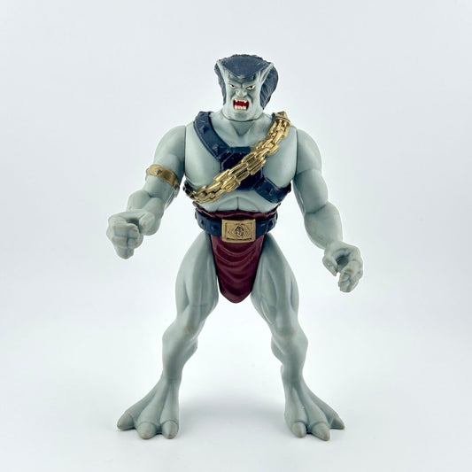 Gray humanoid gargoyle with loincloth on white background. 