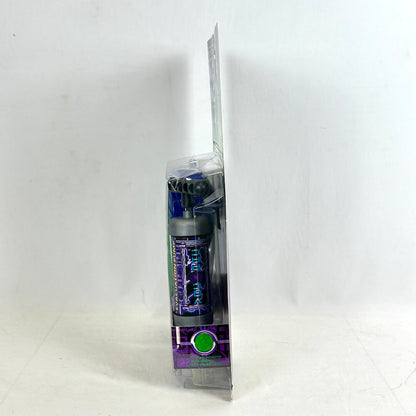 Side view of toy in packaging to show condition against white background. 