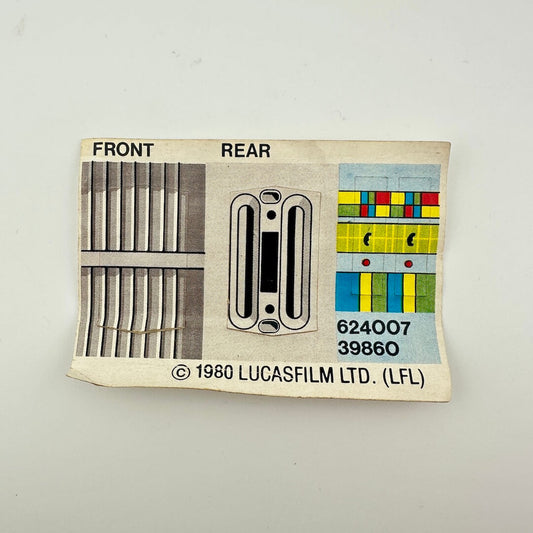 Vintage Lucasfilm Ltd. product label with front and rear views on a beige background