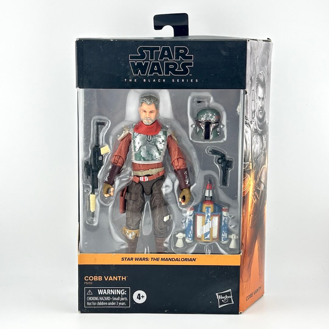 Star Wars The Black Series Cobb Vanth action figure in its original window box packaging.