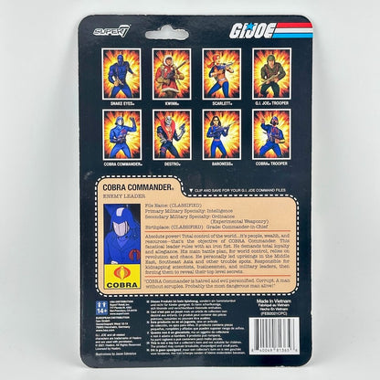 Back of action figure packaging with other character images and figure profile against white background.