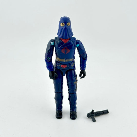 Blue action figure with a hood on a white background