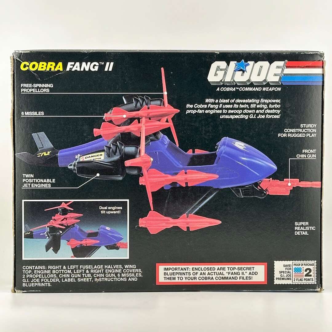 Vintage G.I. Joe Cobra Fang II toy packaging on a white background