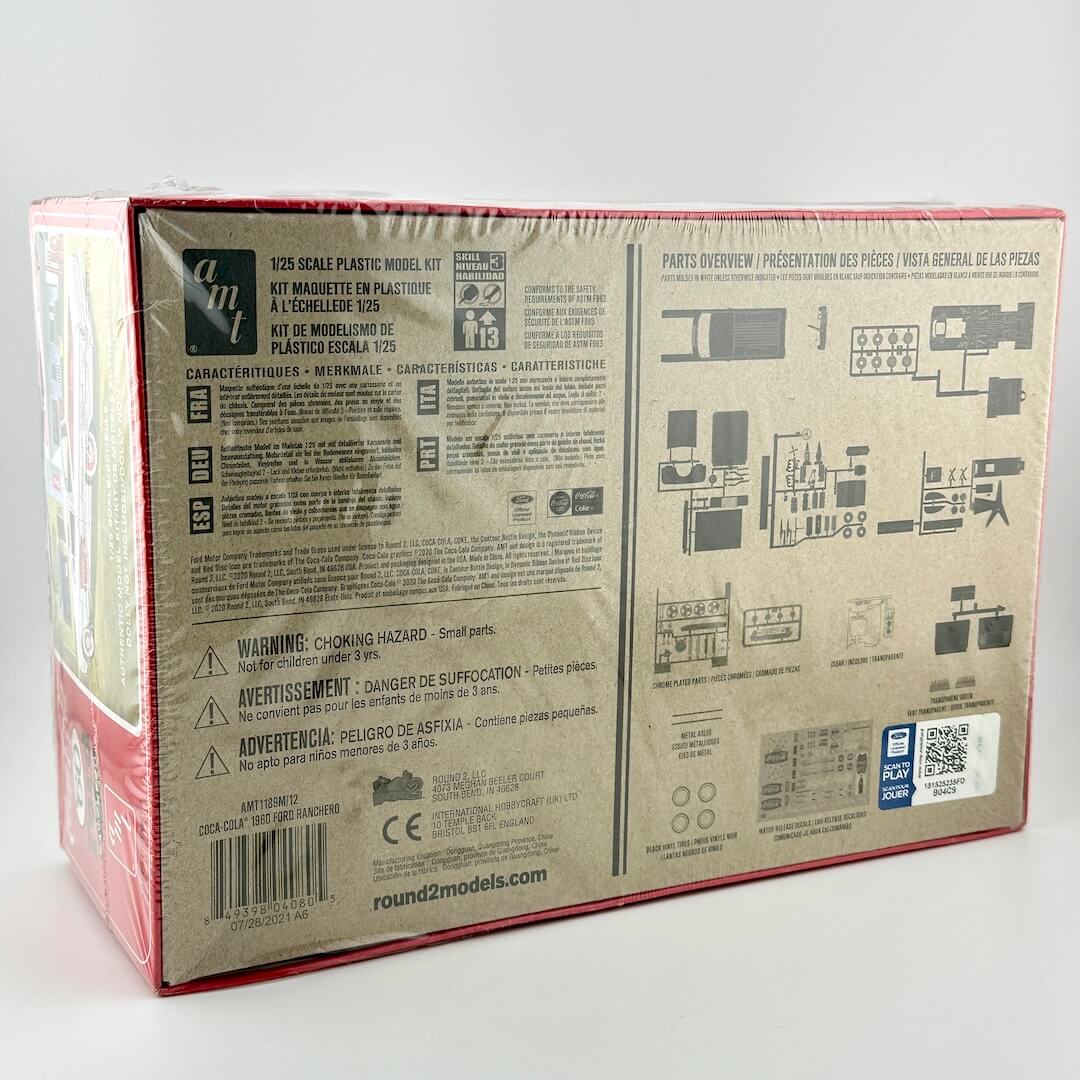 Back view of a model kit packaging with text and diagrams on a white background