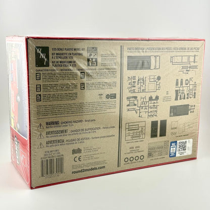 Back view of a model kit packaging with text and diagrams on a white background