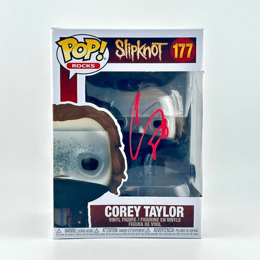 Corey Taylor from Slipknot Funko Pop! vinyl figure with signature across plastic window.