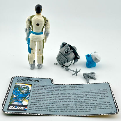 G.I. Joe Countdown Astronaut action figure with accessories and character card on a white background