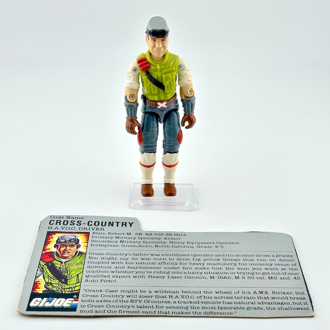 GI Joe action figure with card against white background.