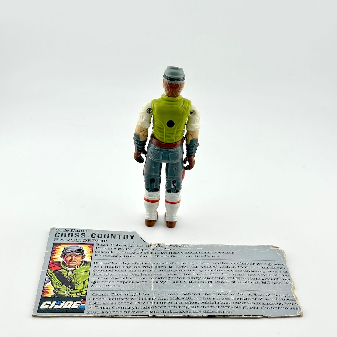 Vintage GI Joe action figure with card on a white background