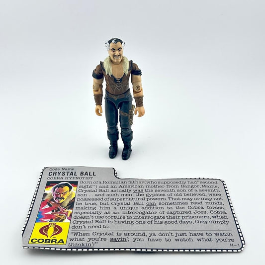 G.I. Joe action figure with character card against white background.