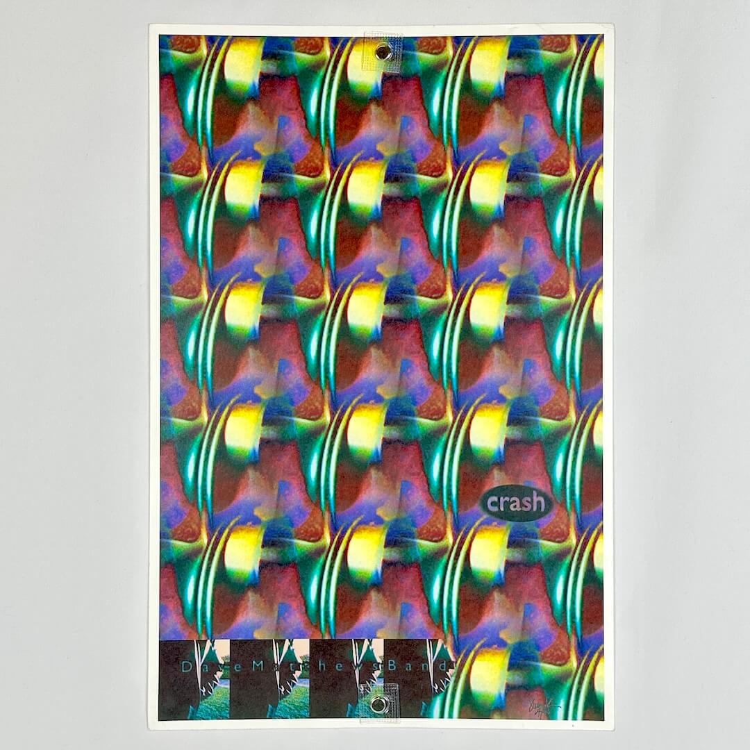 Colorful abstract pattern with 'crash' branding on a gray background