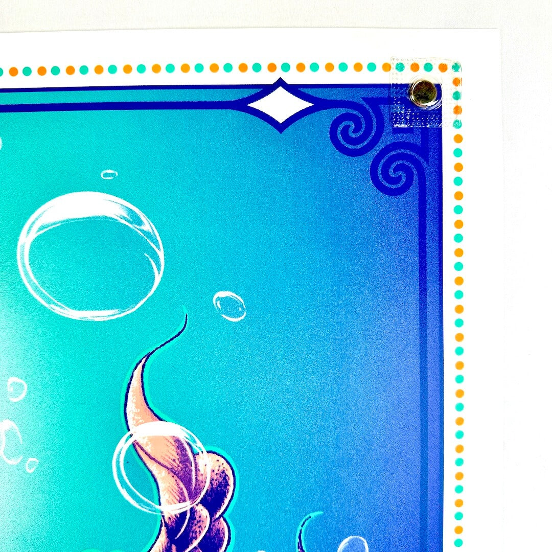 Top right corner of poster with good edges and corner, slight stain to top. 