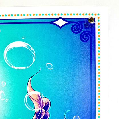 Top right corner of poster with good edges and corner, slight stain to top. 