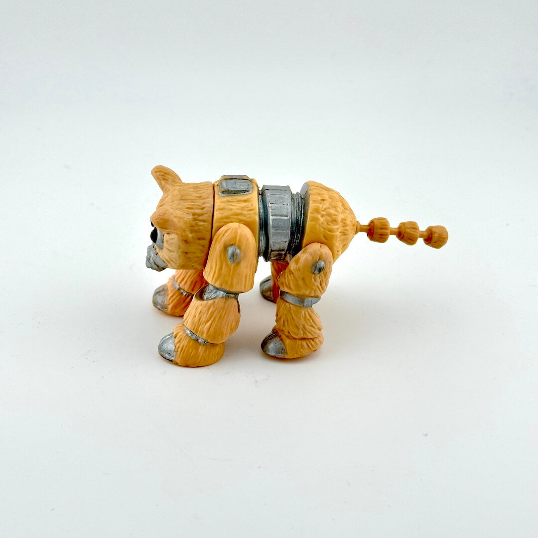 Toy figure of a robot dog on a white background