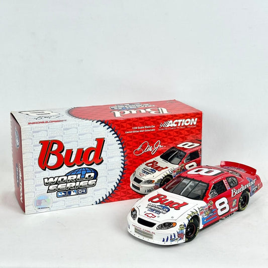 Model car and packaging with Budweiser branding on a white background