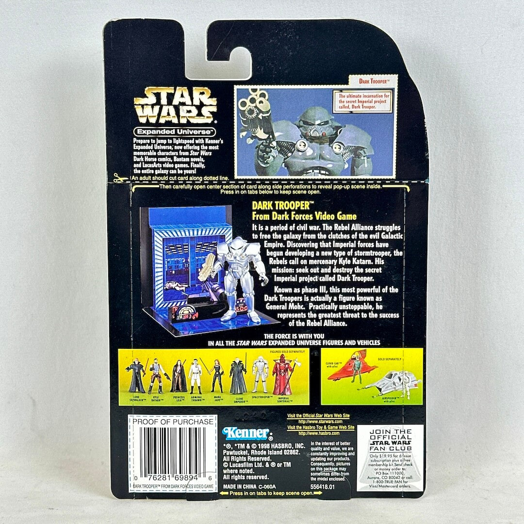 Back of a Star Wars action figure packaging with character illustrations and text.