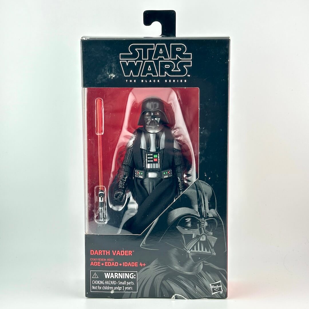 Star Wars The Black Series Darth Vader 6-inch action figure in its original window box packaging.