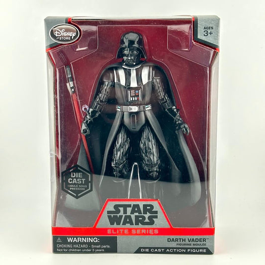 Disney Action Figures Star Wars Elite Series Darth Vader die-cast action figure in original window box packaging.