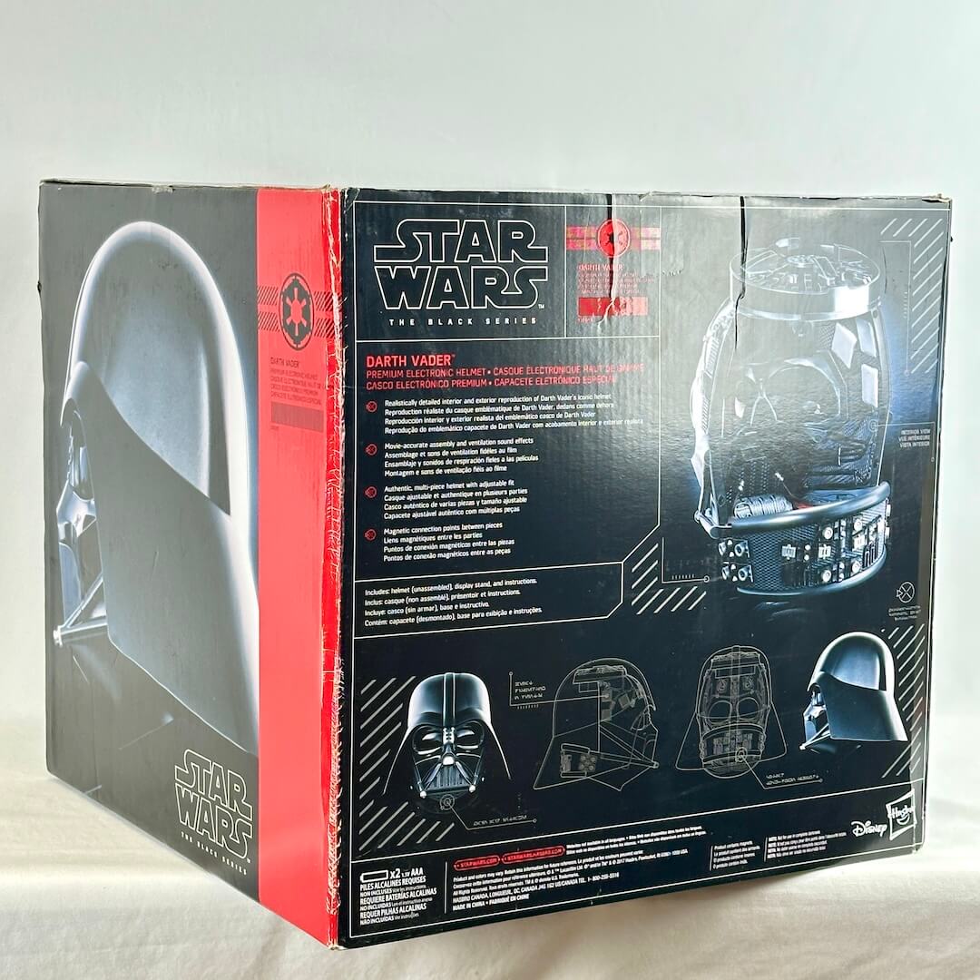 Star Wars Darth Vader light-up collectible helmet set in its original retail packaging.