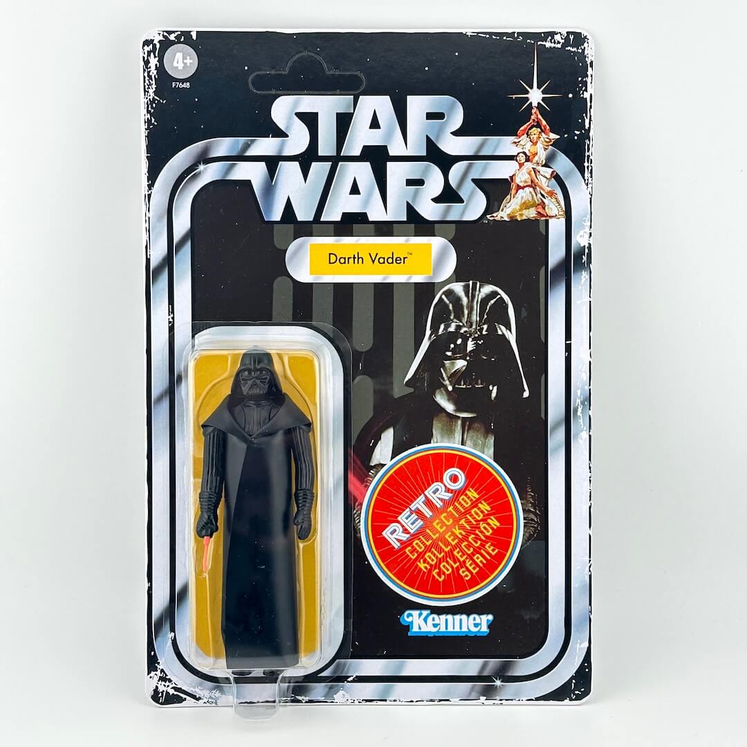 Star Wars Darth Vader retro action figure in original packaging, featuring Kenner branding.