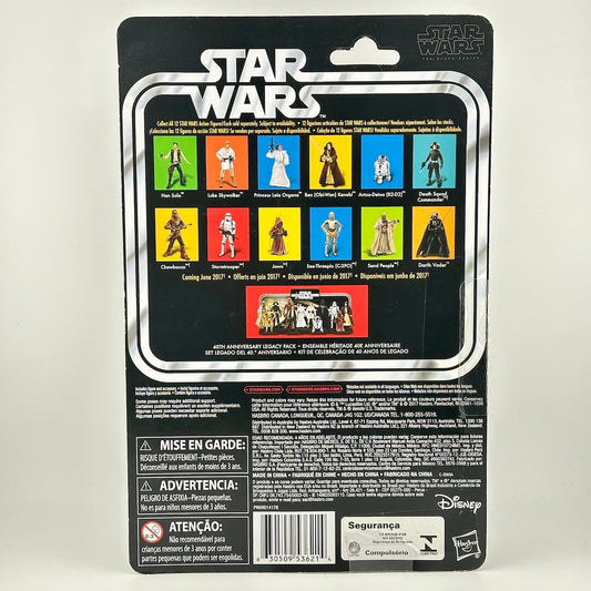 Back of Star Wars action figure packaging with other figure images and product information. 