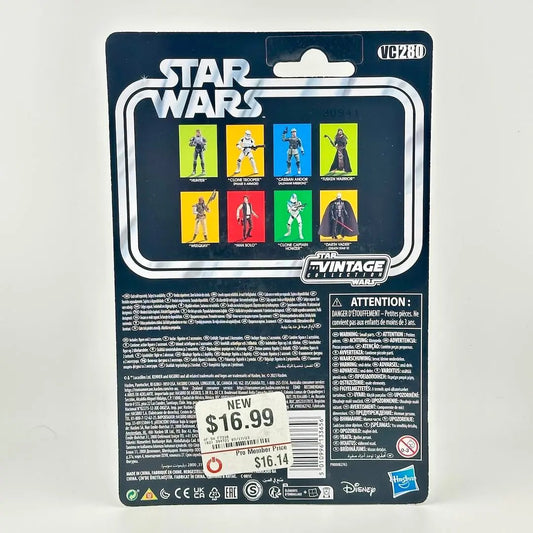 Back of Star Wars action figure packaging featuring other available figure images and product information.