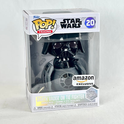 Funko Pop! Trains Star Wars Darth Vader on Tie Fighter vinyl figure in its original window box packaging.