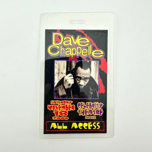 A Dave Chappelle 'All Access' backstage pass, laminated, from Phoenix, dated November 18, 1990. 