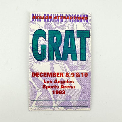A vintage concert poster event in 1993, featuring large teal-green 'GRAT' lettering and red text detailing the dates and venue.