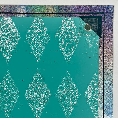 Top right corner showing tiny pin hole at corner of border that's nearly undetectable. 