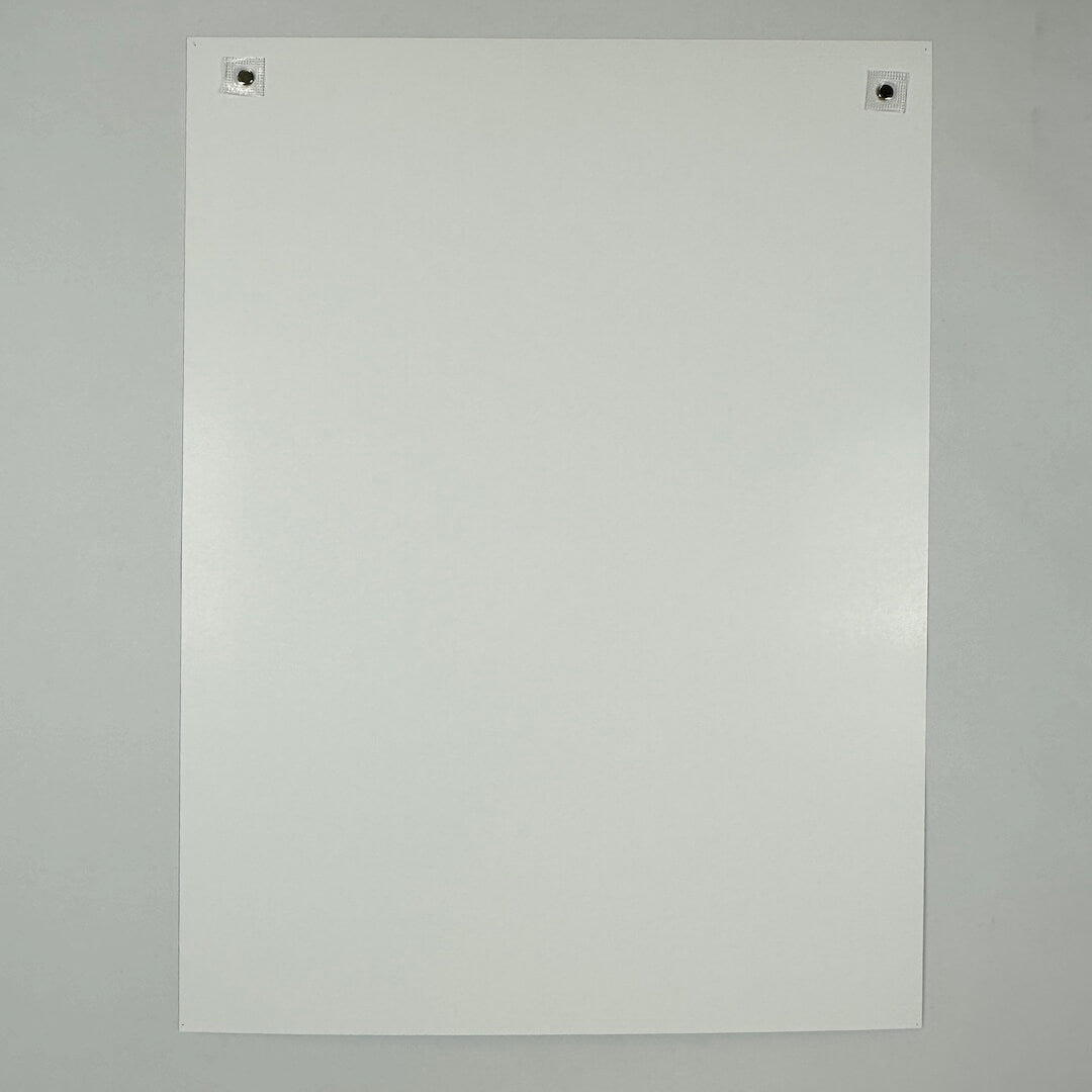 Backside of poster to show pin hole placements and no other damage. 