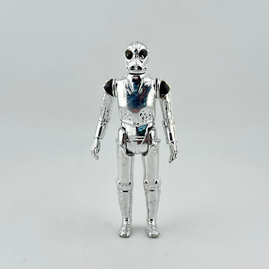 Silver robot figure on a gray background