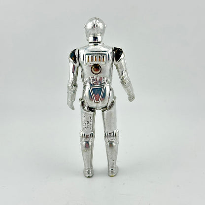 Silver robot figurine on a white background