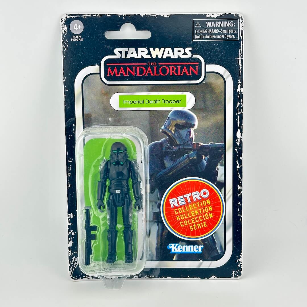 Star Wars The Mandalorian Imperial Death Trooper action figure in its original carded packaging.