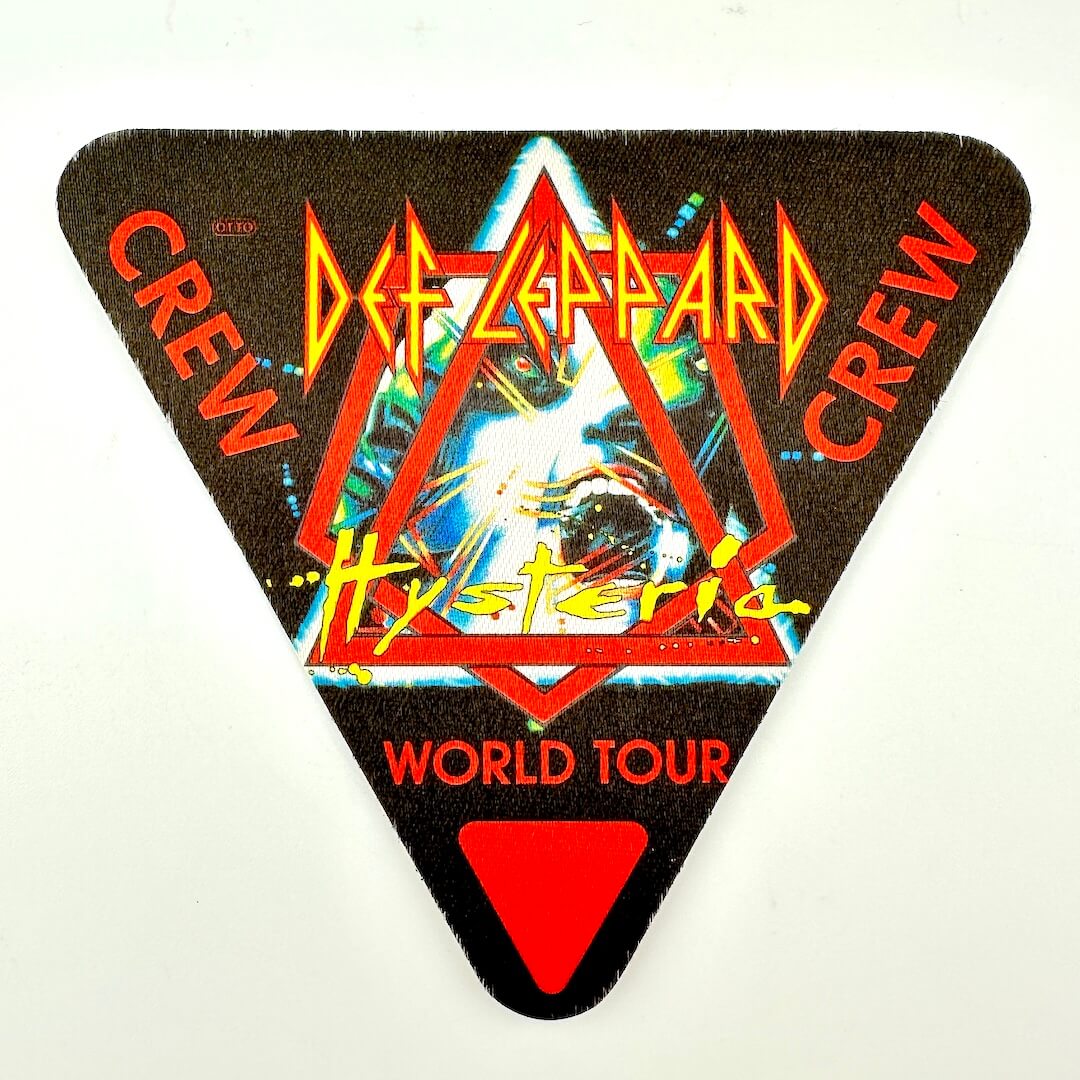 Def Leppard 'Crew' patch for their 'Hysteria' World Tour on a white background