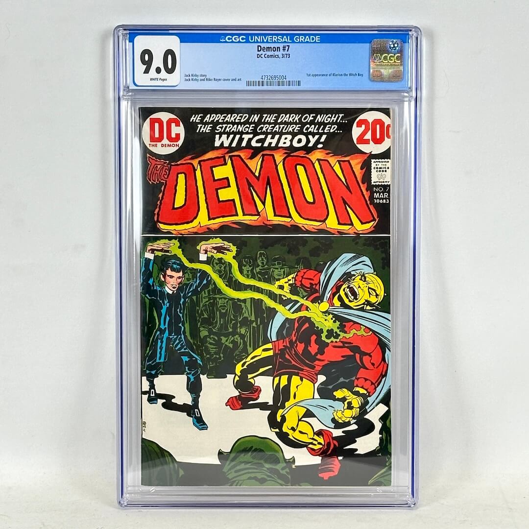 Encapsulated comic book featuring the character Demon on cover on white background. 