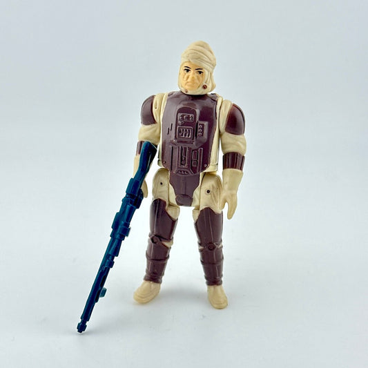 Action figure with a blue weapon on a white background