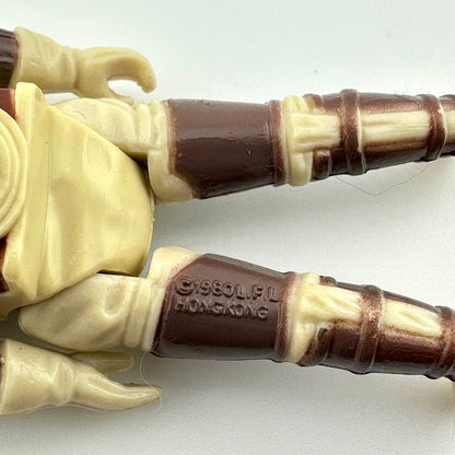 Close-up of back of figure's legs to show copyright and COO information. 