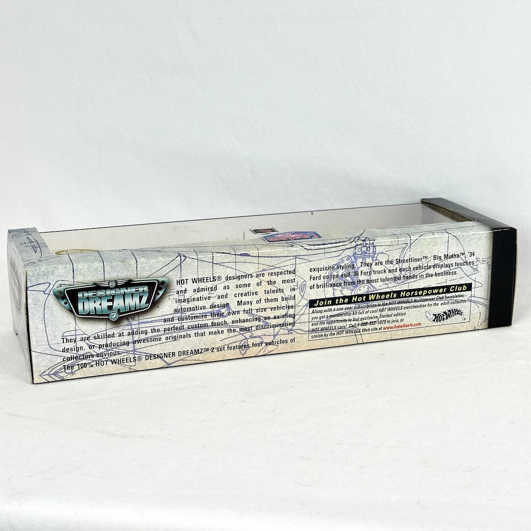 Backside of Hot Wheels car set packaging showing product description and Hot Wheels logo. 