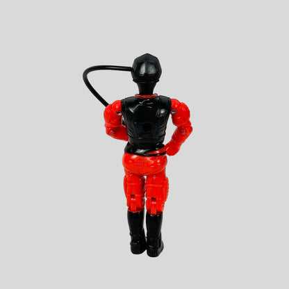 Black and red action figure on a white background