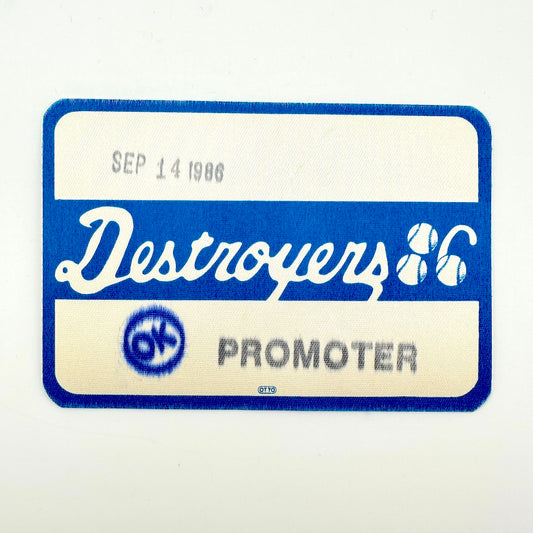 Rectangular patch with blue border and banner across center with "DESTROYERS" in white. 