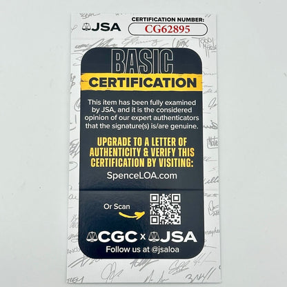 JSA certification card for basic authentication on a gray background