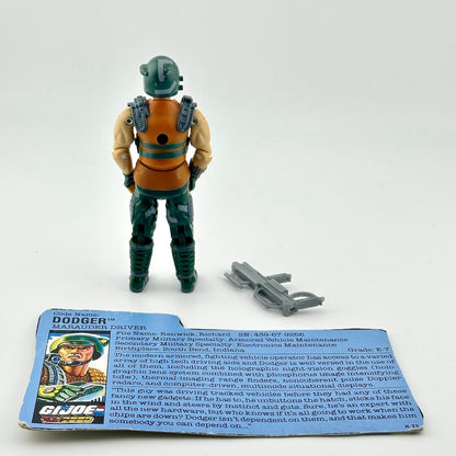 G.I. Joe action figure with accessories and card on a white background