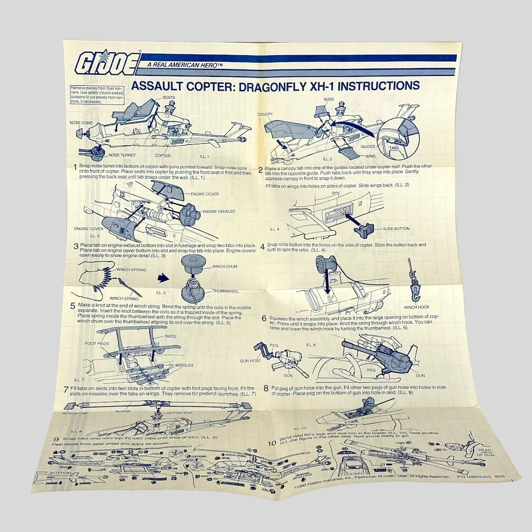 A vintage G.I. Joe instruction sheet on white background. 