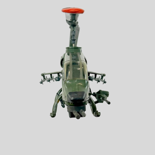 Toy helicopter with a red rotor on a white background